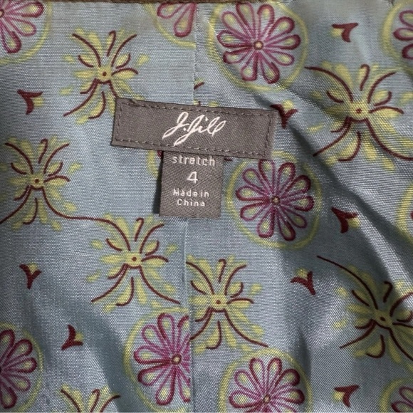 J. Jill Brown Plaid Blazer Jacket Size 4 Velvet Trim Blue Floral Lining Pockets - Picture 6 of 7
